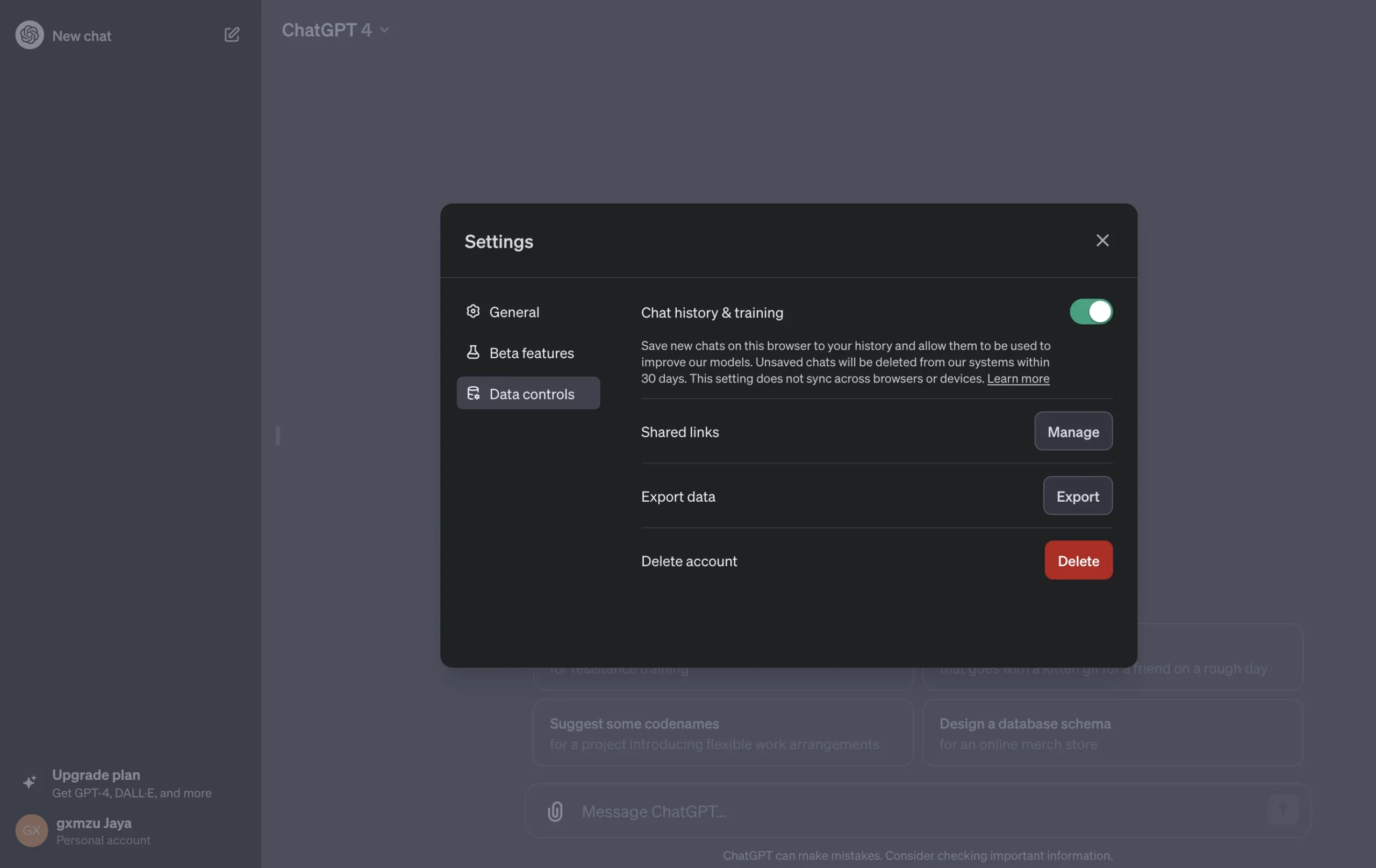 ChatGPT Business 工作空间与个人空间切换界面示意